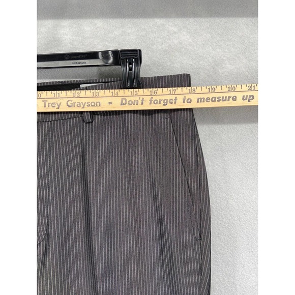 Kenneth Cole Reaction Pants Mens‎ 35Wx32L Brown Pin Striped Flat Front Dress - Picture 2 of 9
